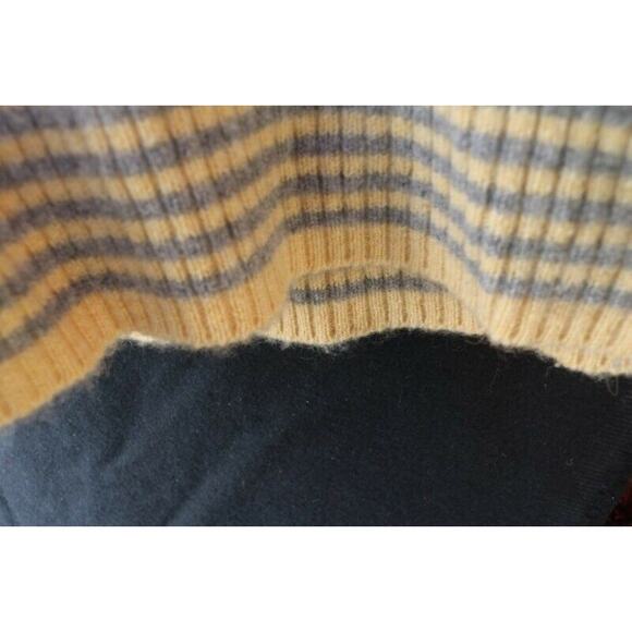 Thalia Cashmere Turtleneck Sweater Women's Yellow and Gray Stripped Size Medium - Picture 6 of 7